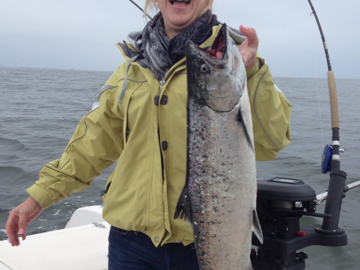 Dora pulled in this fantastic winter chinook salmon