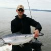 It's a feat to reel a salmon this size in