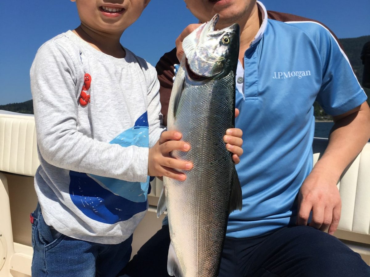 His first coho salmon fishing trip was a success