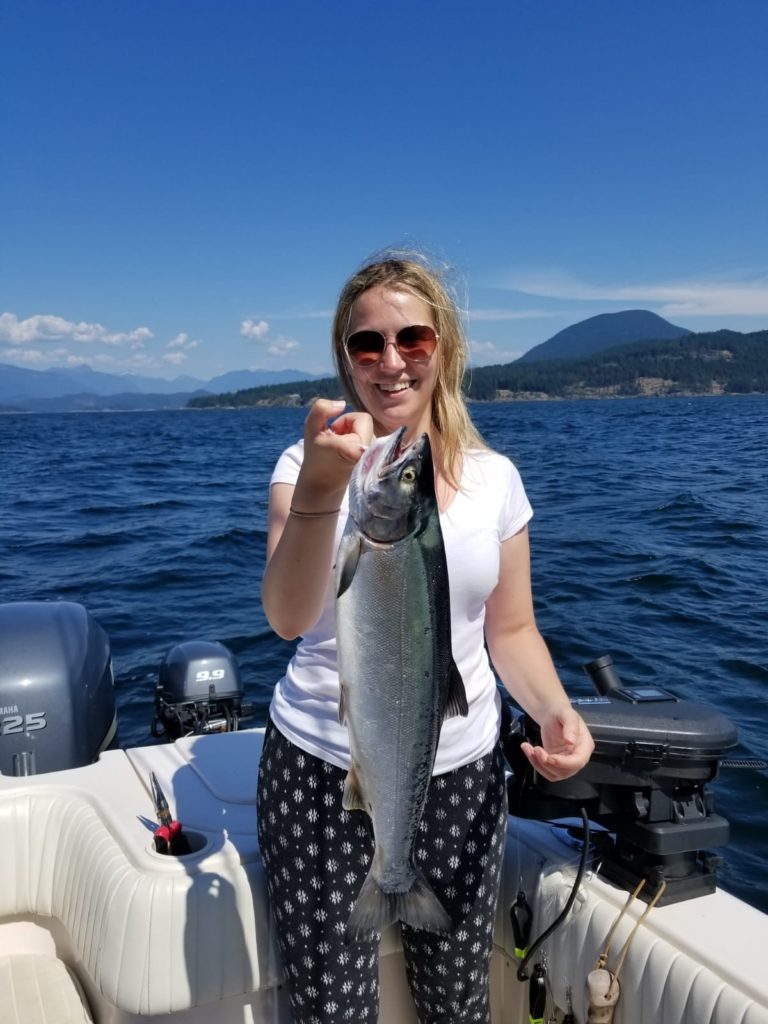 A large coho salmon was landed