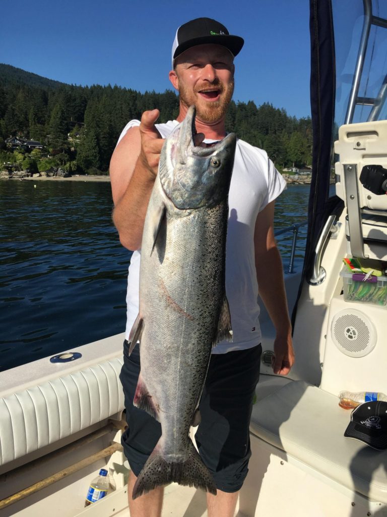 Pulling in this chinook salmon took some muscle